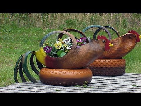 bird tyre planters