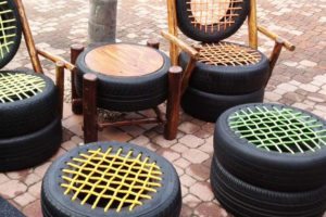 tyre outdoor furniture using rope