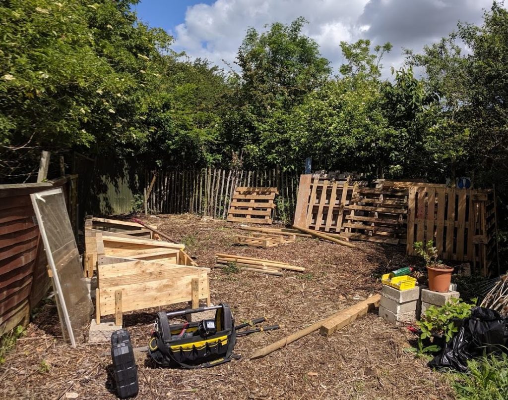 "Before" the compost bins got made by our GIV MK volunteers