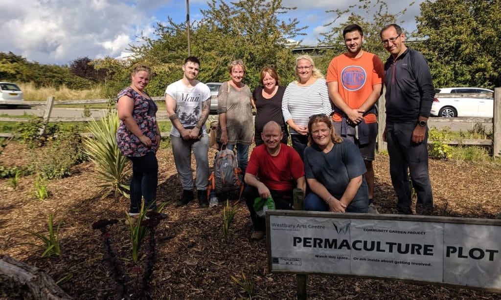 Allianz UK volunteer team on the Planting Up plot