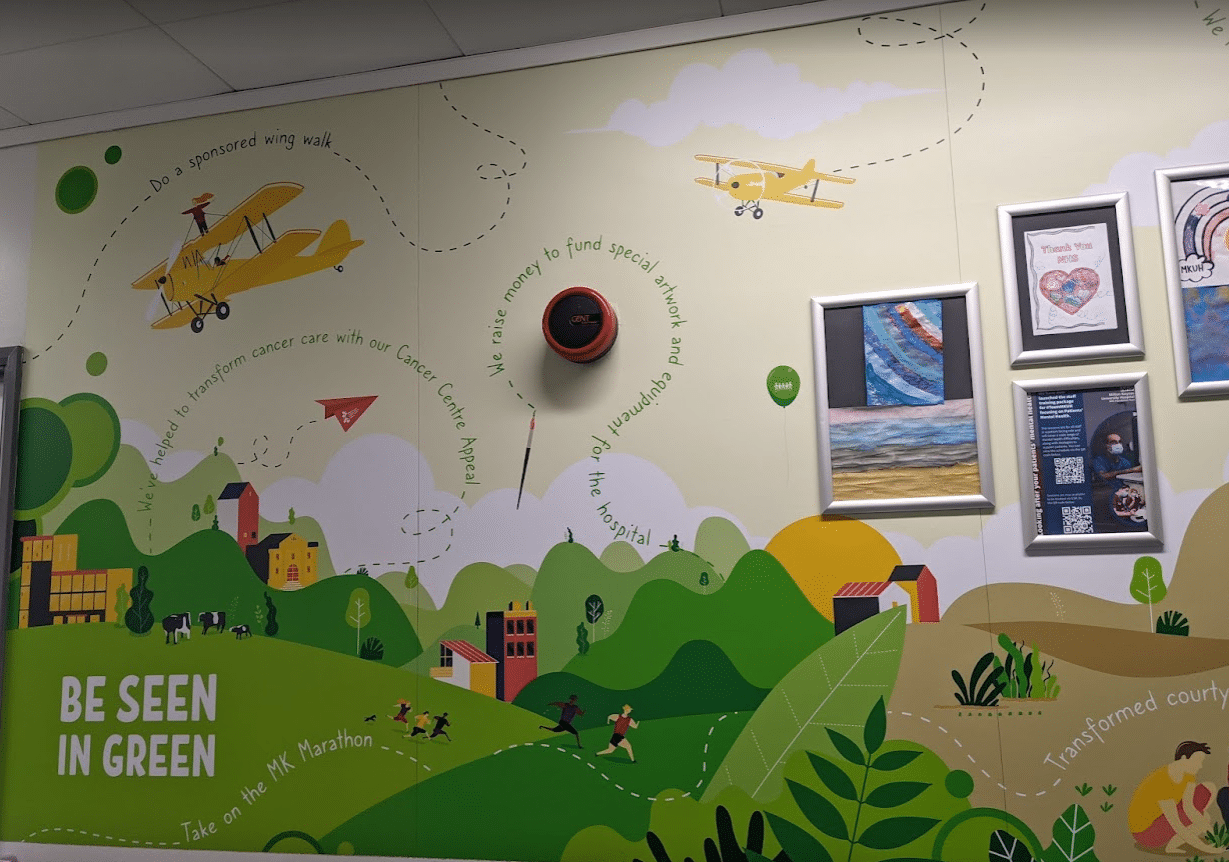 Be Seen in Green, Milton Keynes Hospital Charity wall display