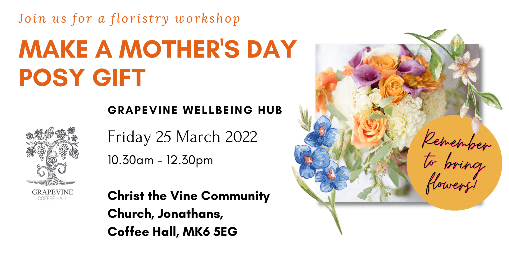 Grapevine Mother's Day posy-making workshop