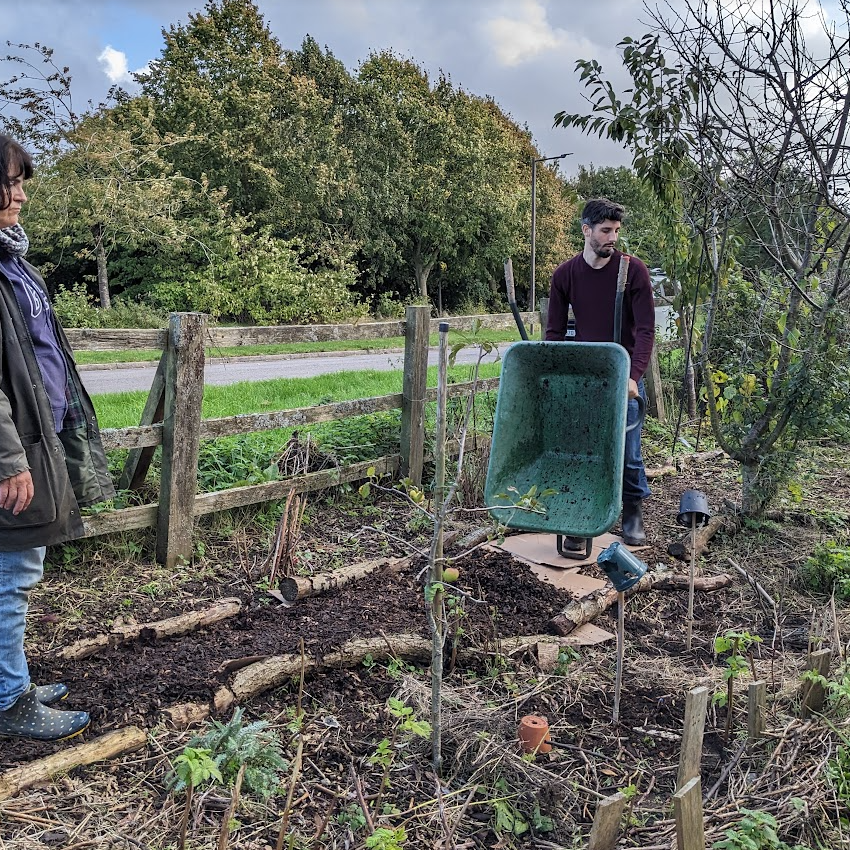 Dropping woodchip on the path
