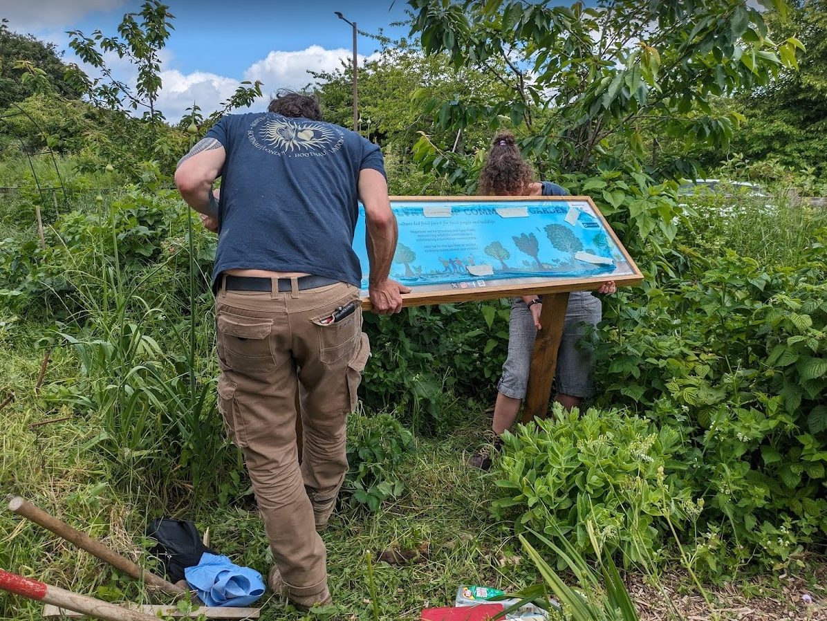 Attaching the sign legs to the spike feet
